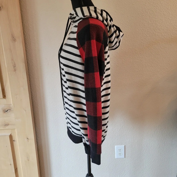 WHITE BIRCH Double Hood Stripe Plaid Hoodie Sweater SIZE Small - Picture 5 of 9